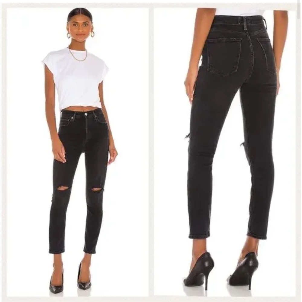 Agolde Nico High Rise Slim Jean In Cassette Black Size 26